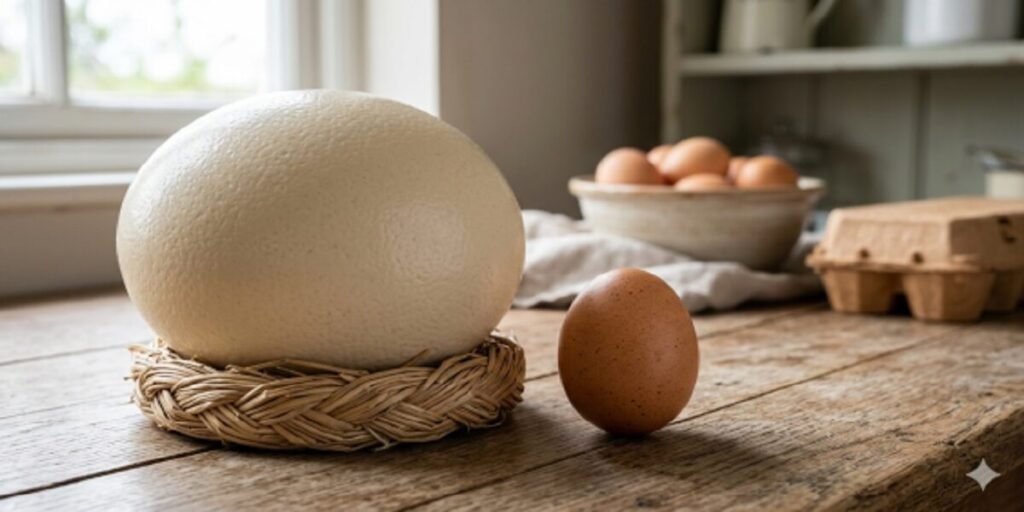 How Big Is an Ostrich Egg comparing to chicken egg