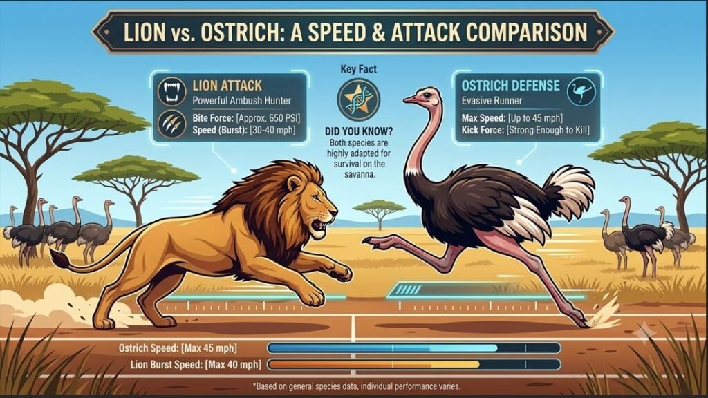 can an ostrich outrun a lion