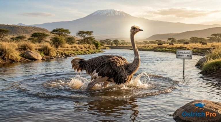 Can ostriches swim in deep water