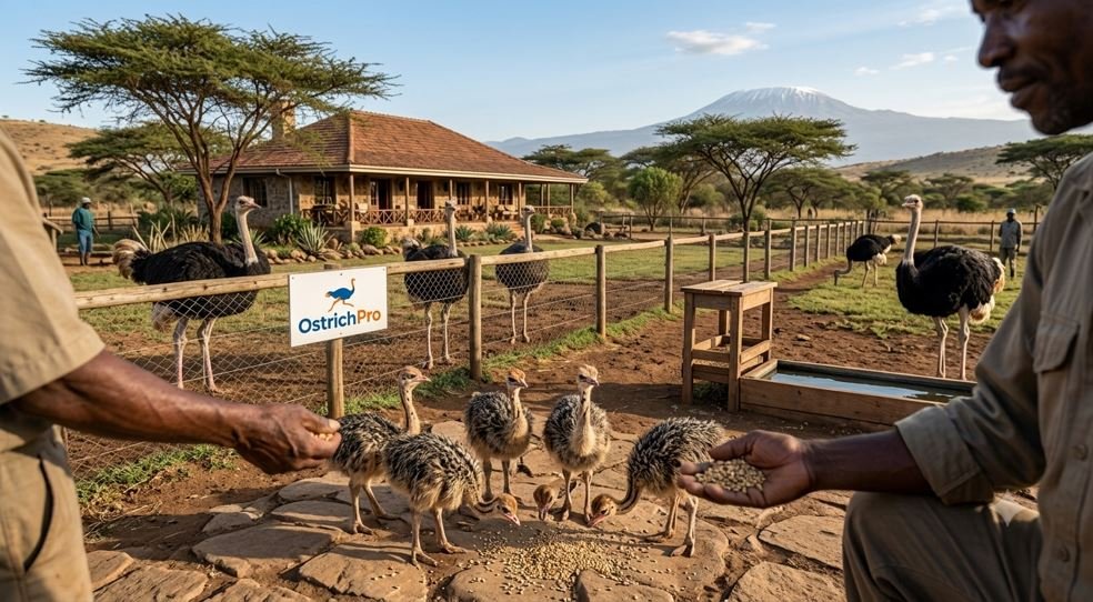 ostrich standing in a farm enclosure with fencing in the background and we analyze is ostrich farming profitable
