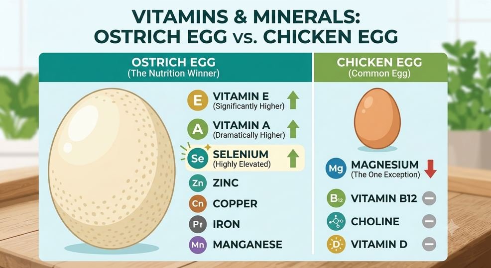 ostrich egg nutrition vs chicken egg nutrition