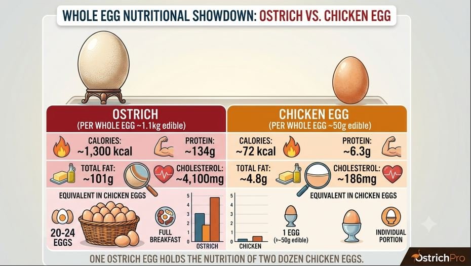 Ostrich egg vs Chicken Egg Nutrition comparison