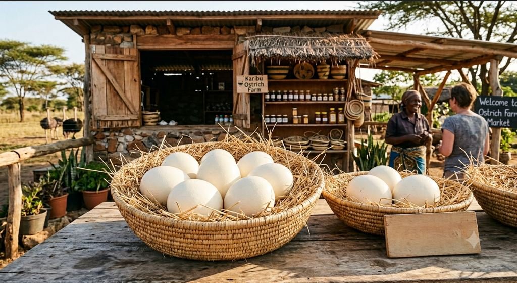 Fresh ostrich eggs available for sale at an ostrich farm and How Much Does an Ostrich Egg Cost