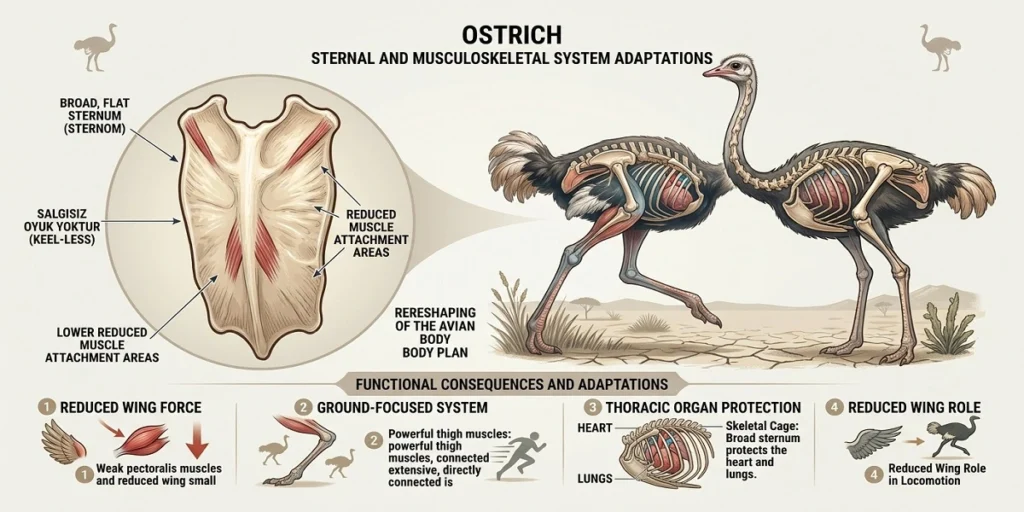The Keelless Sternum of Ostrich Physiology infographic