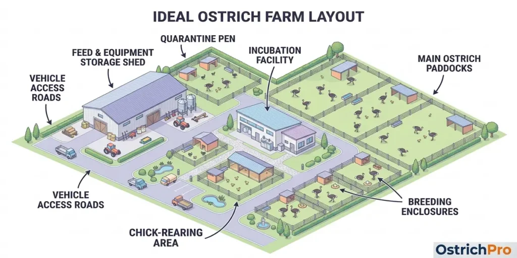 Ideal Layout to start and ostrich farm 