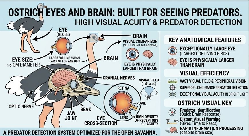 ostrich eyes and brain anatomy