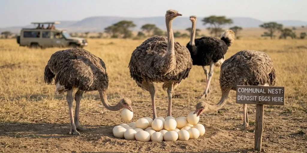 Ostrich facts that show how communal nest can be