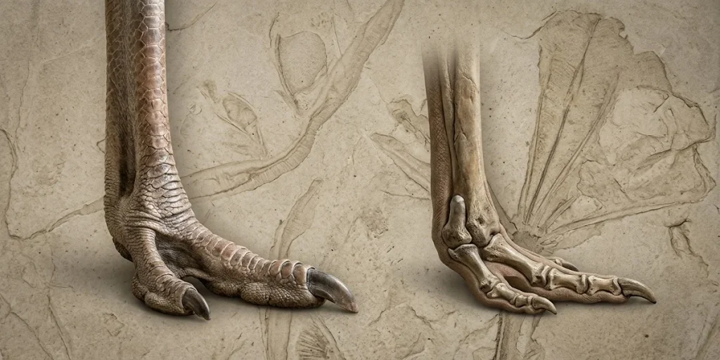 Ostrich foot evolution from ancient relatives to the modern two-toed foot